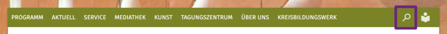 Abbildung des Menüs, Auswahl Suche