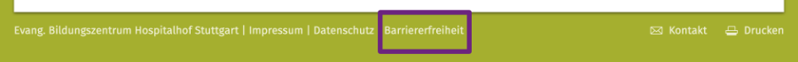 Abbildung der Fußzeile, Auswahl Barrierefreiheit