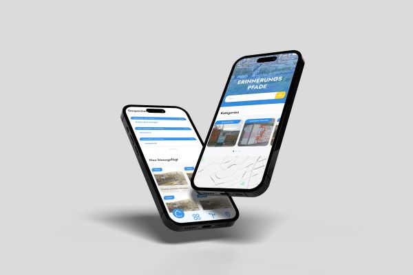 Zwei Handys, die die Orte der Demokratie-App zeigen Copyright Lernort Geschichte