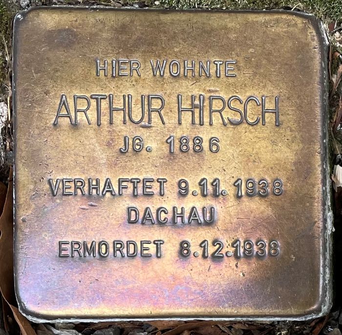 Stolperstein für Arthur Hirsch Copyright Ute Hechtfischer